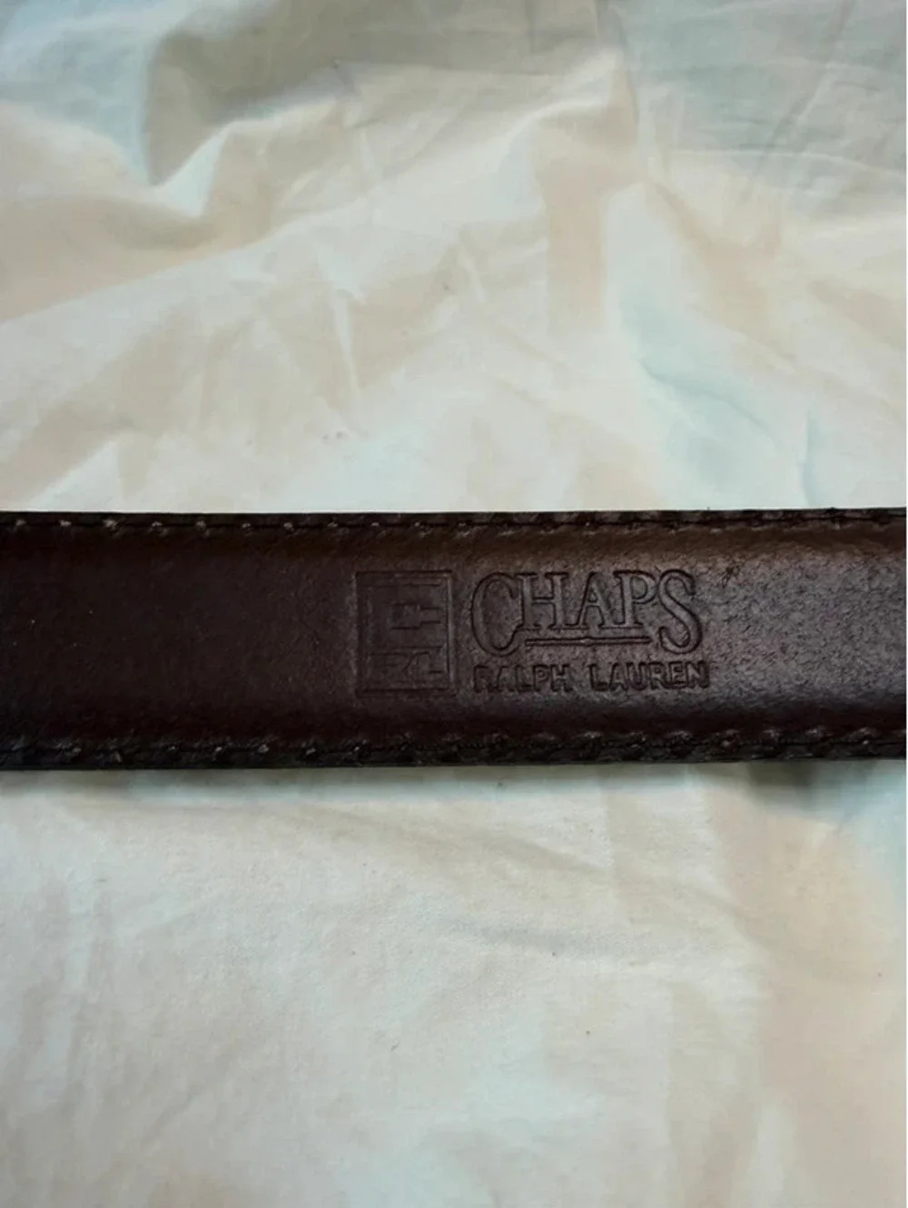 Vintage Chaps Ralph Lauren Brown Leather Belt Brass Buckle 38 Preppy Old Money